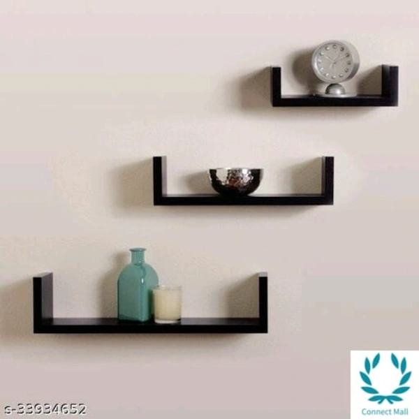 THEHEARTWILL Wooden Wall Rack Shelves MDF Medium Density Fiber Home Decoration Wall Decor Shelves - (LXB):-16X4, White, Wooden, Set Of 3